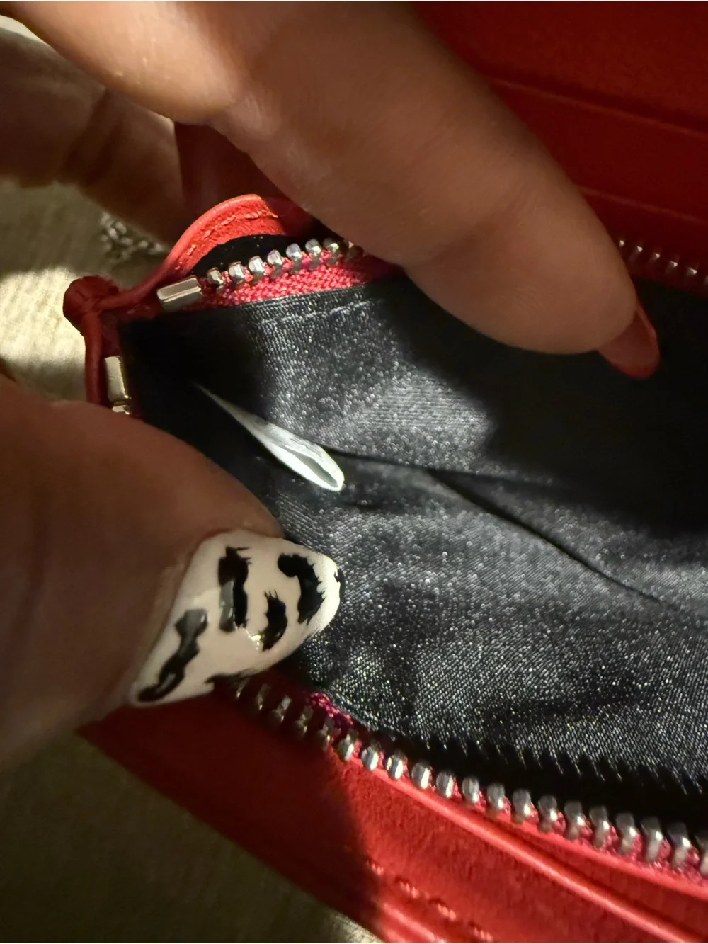 MCM Patricia Visetos Wallet on a Chain (WOC) Black/Red Leather Crossbody Clutch